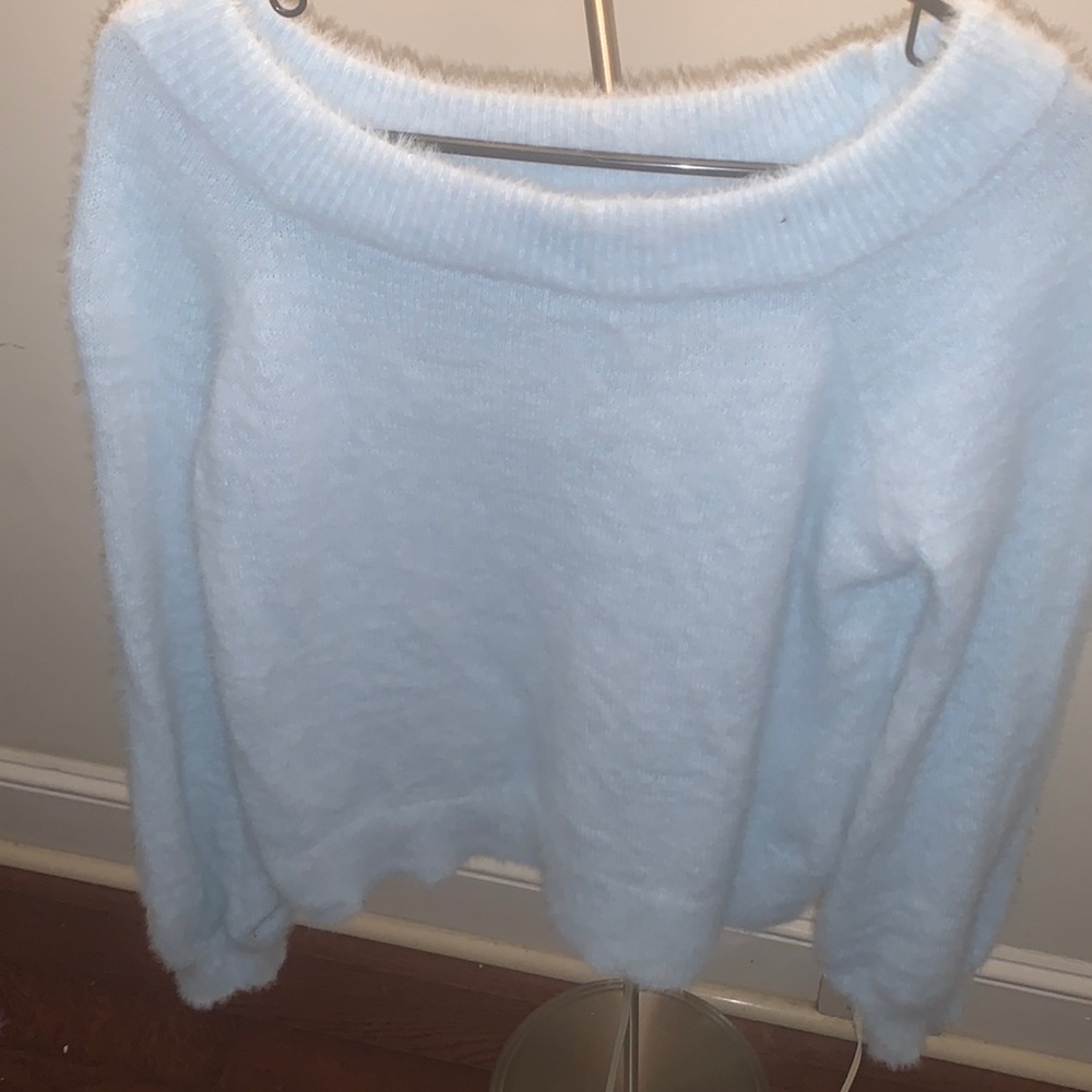 Fuzzy off the shoulder sweater